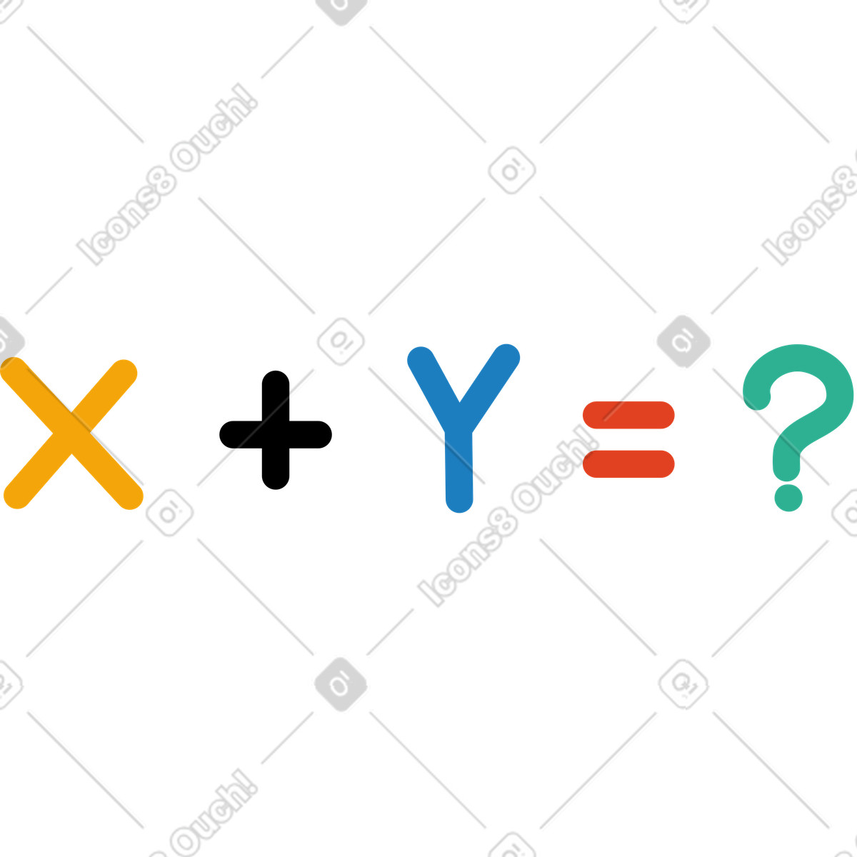 Equazione matematica con domanda illustrazione in stile Jelly scarica in PNG, SVG