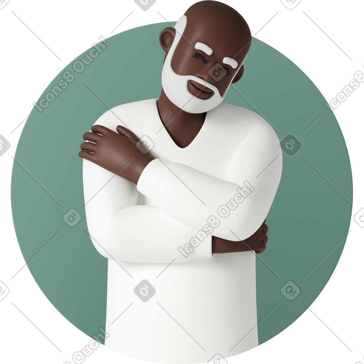 Old man hugging himself illustration in 3D Casual life style download in PNG, SVG