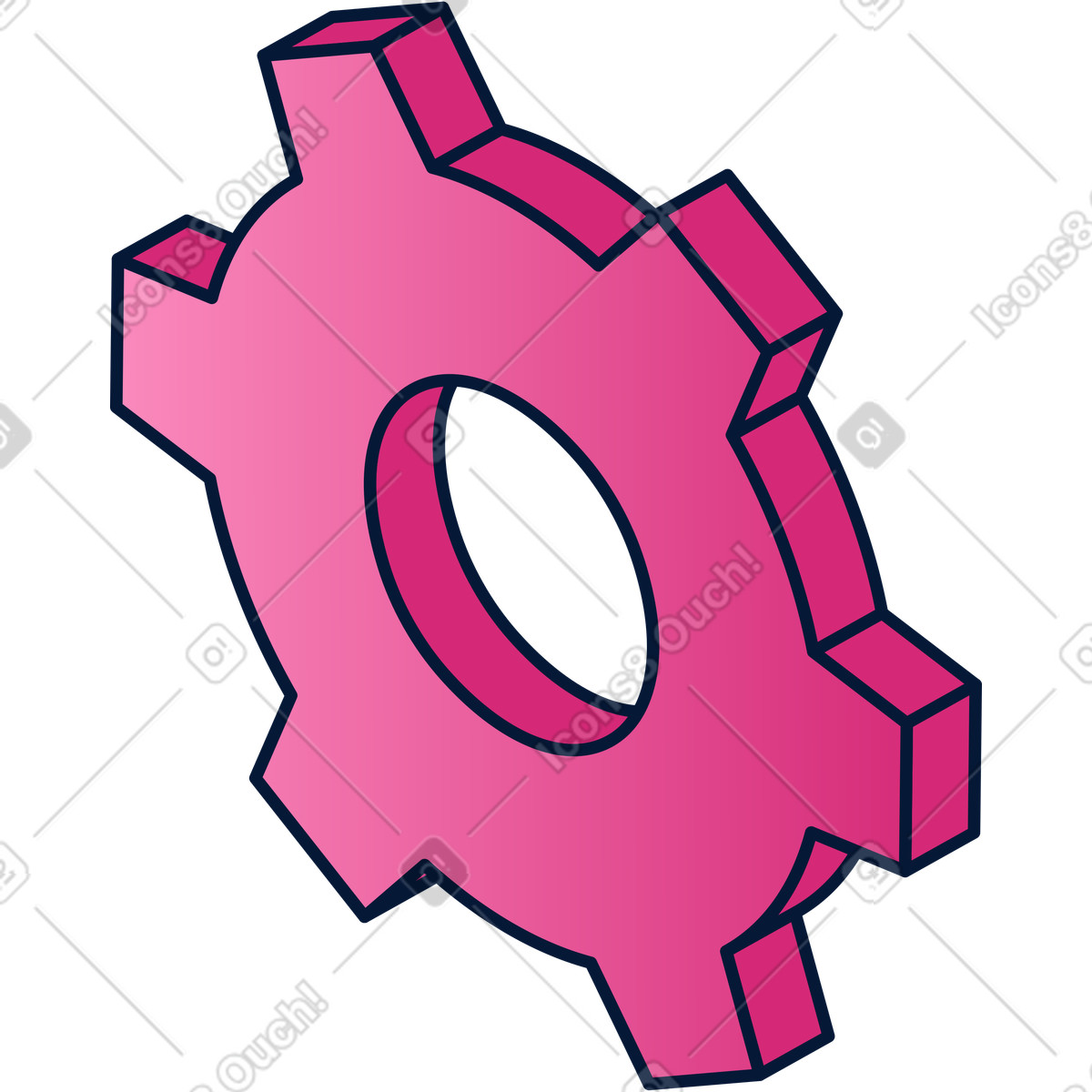 Illustration Petit engrenage isométrique rose dans le style Neat à télécharger aux formats PNG, SVG
