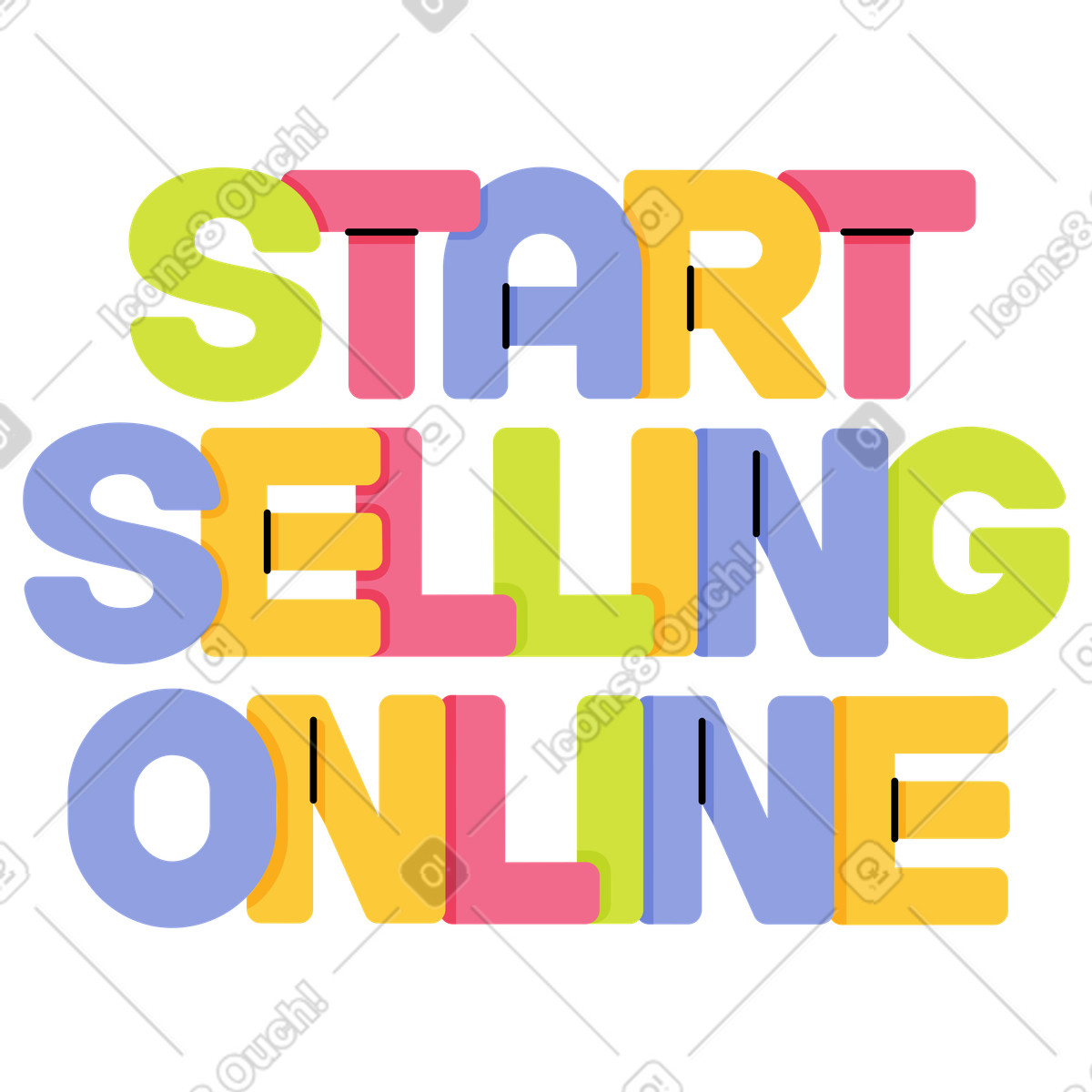 Ilustración Empezar a vender en línea estilo Juicy descargar PNG y SVG