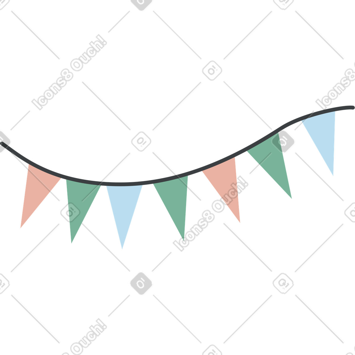Bandiere colorate su una corda illustrazione in stile Kiddo scarica in PNG, SVG