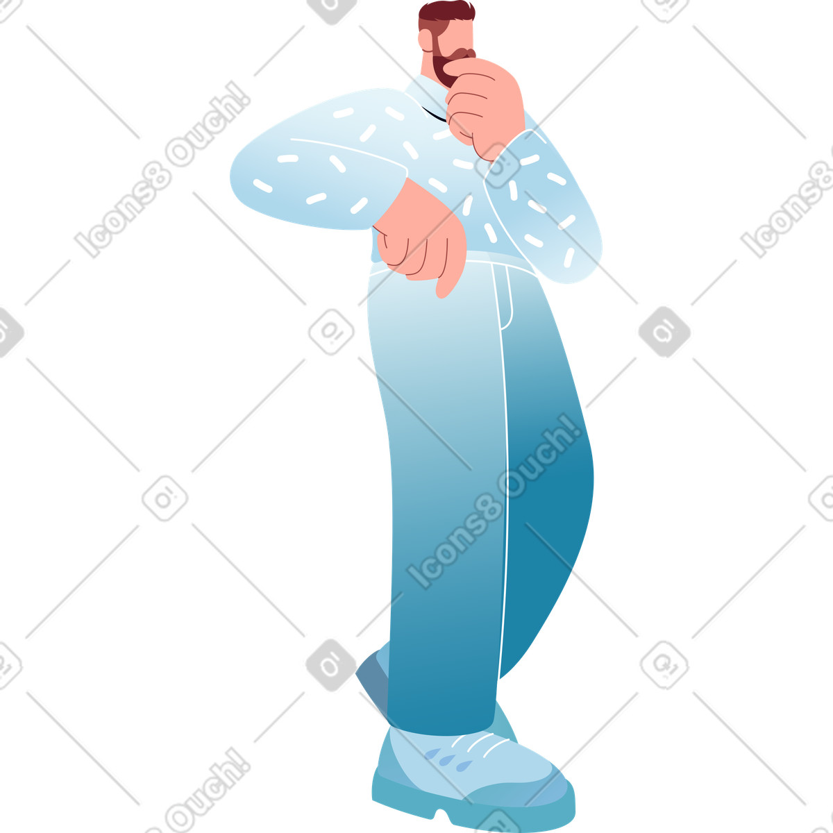 Standing man illustration in Airy style download in PNG, SVG