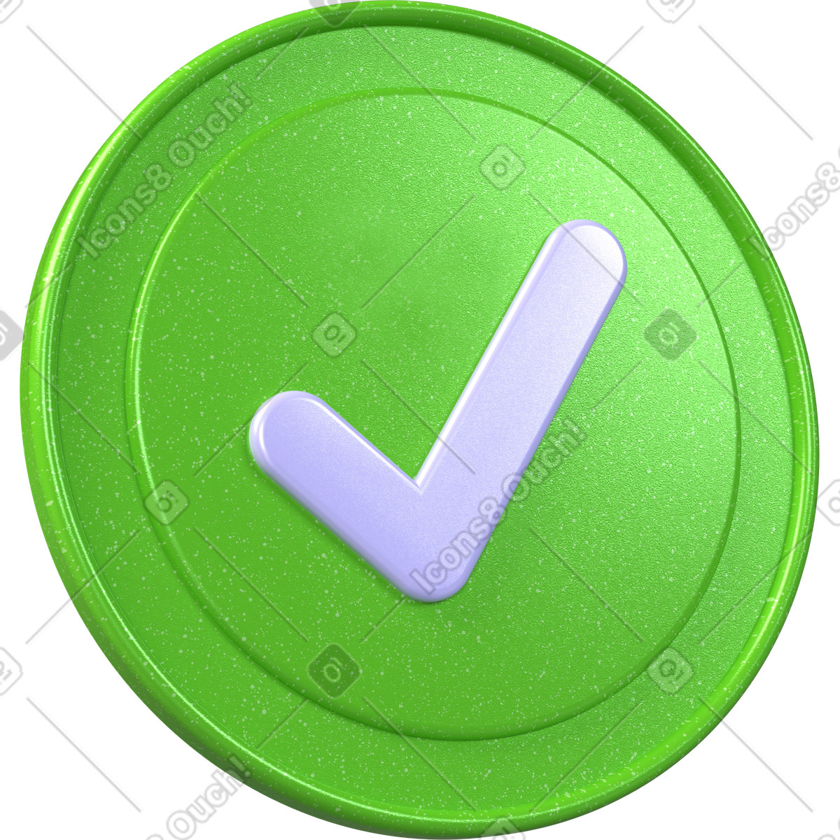 Illustration Coche de succès, icône confirmation, badge statut approuvé dans le style 3D Boost à télécharger aux formats PNG, SVG