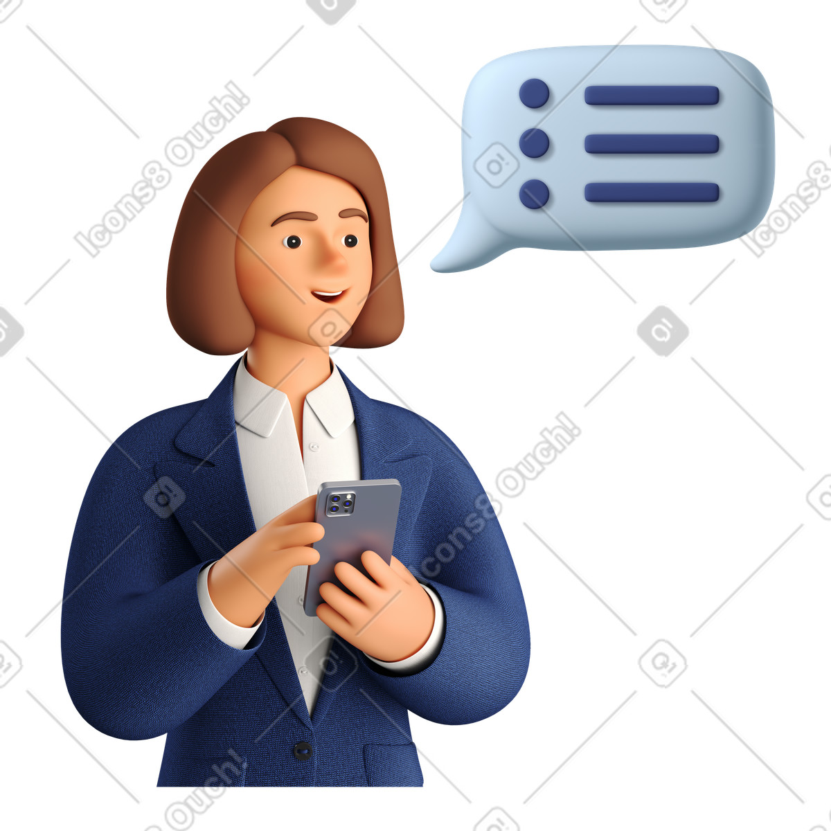 Businesswoman talking about well done tasks illustration in PNG, SVG
