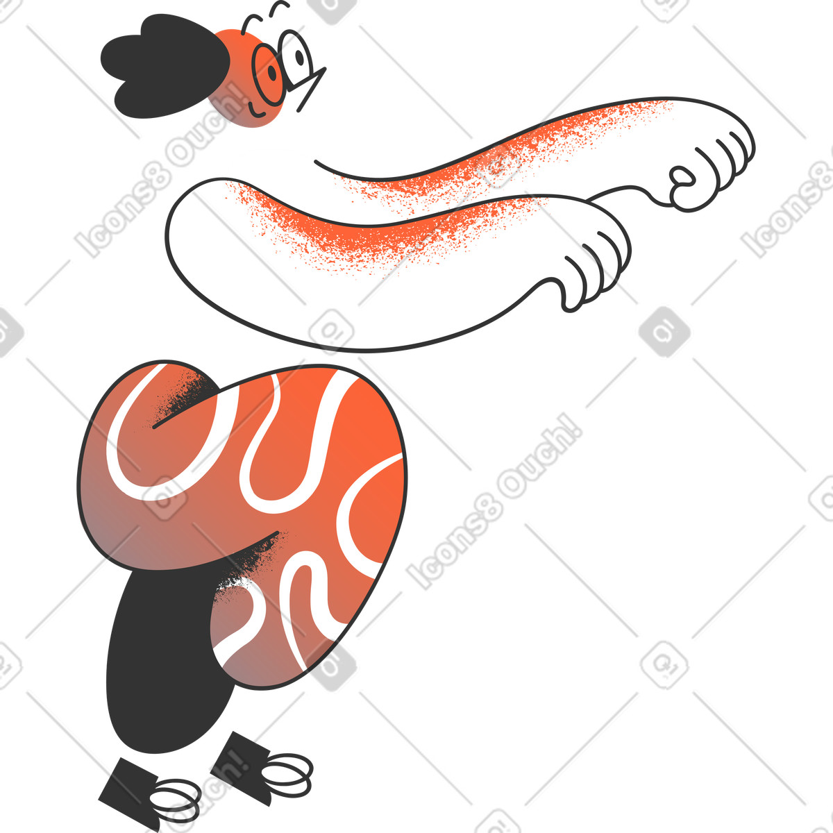 下载 Crayon 风格的 双手放在前面的男人 插画，支持 PNG、SVG 格式