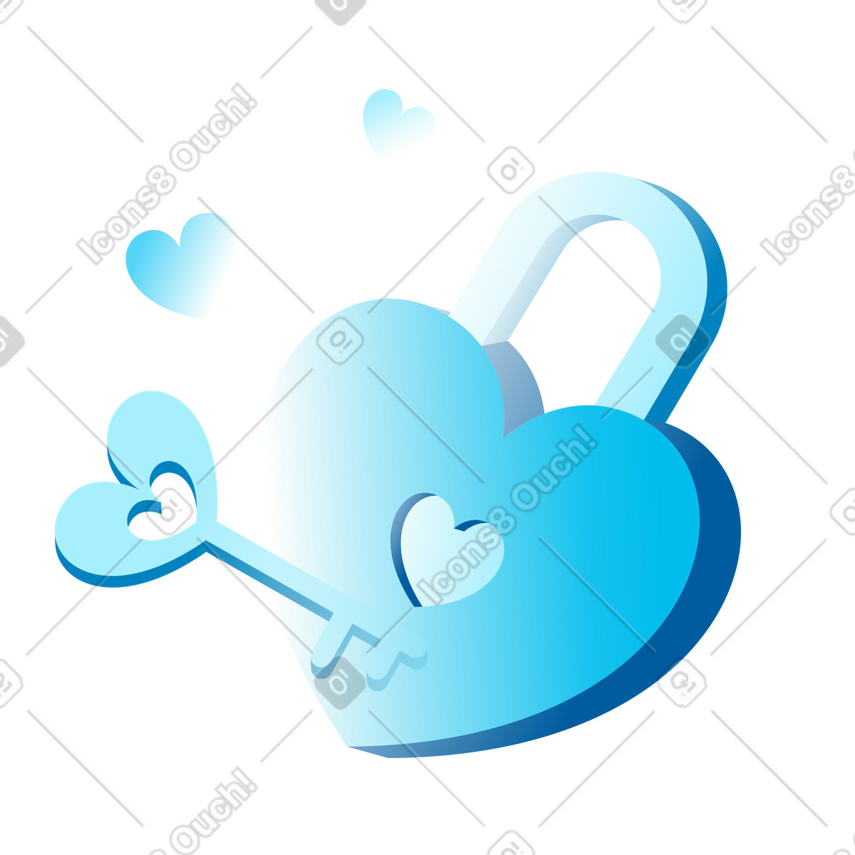 Heart shaped padlock with key illustration in PNG, SVG