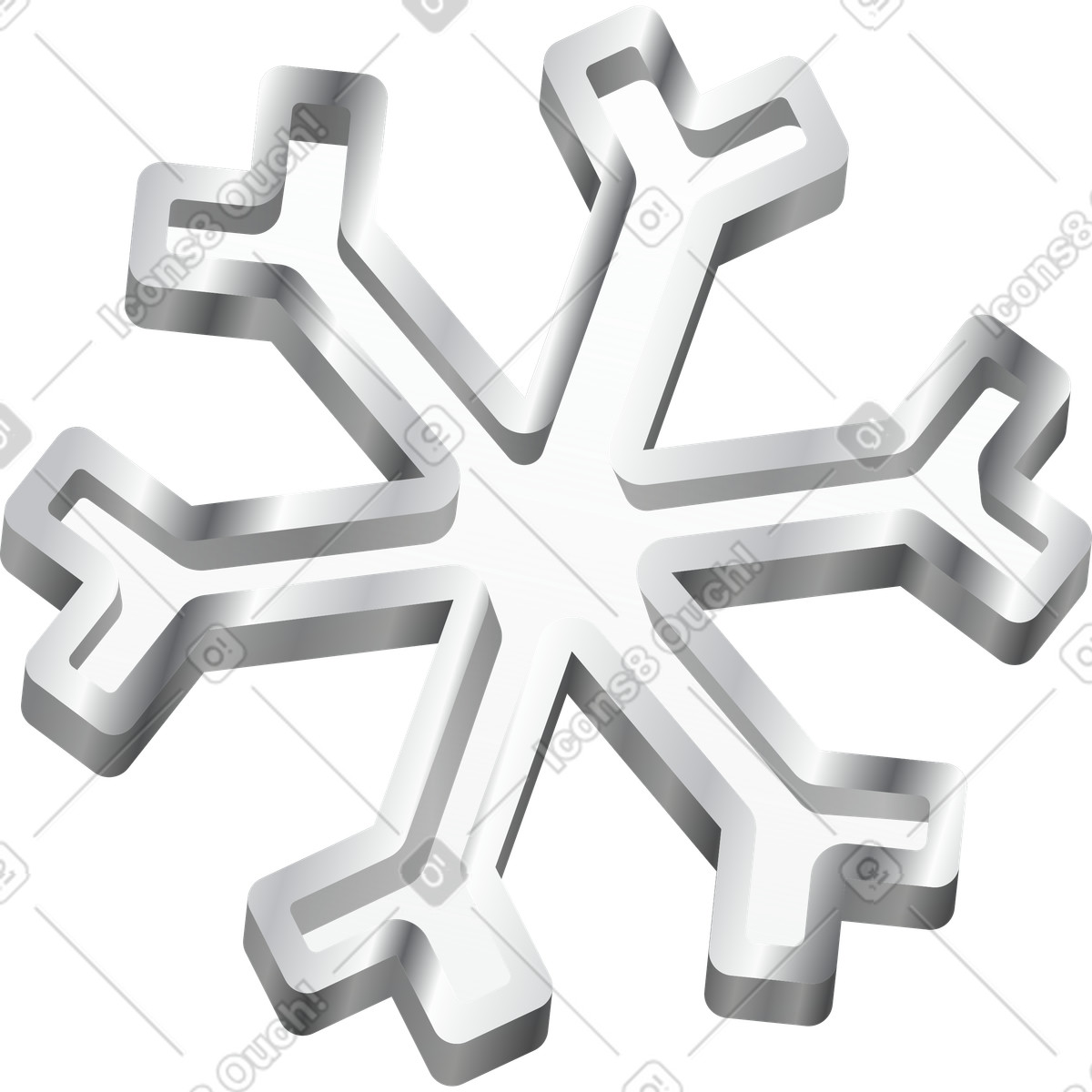 Silver snowflake illustration in Token style download in PNG, SVG