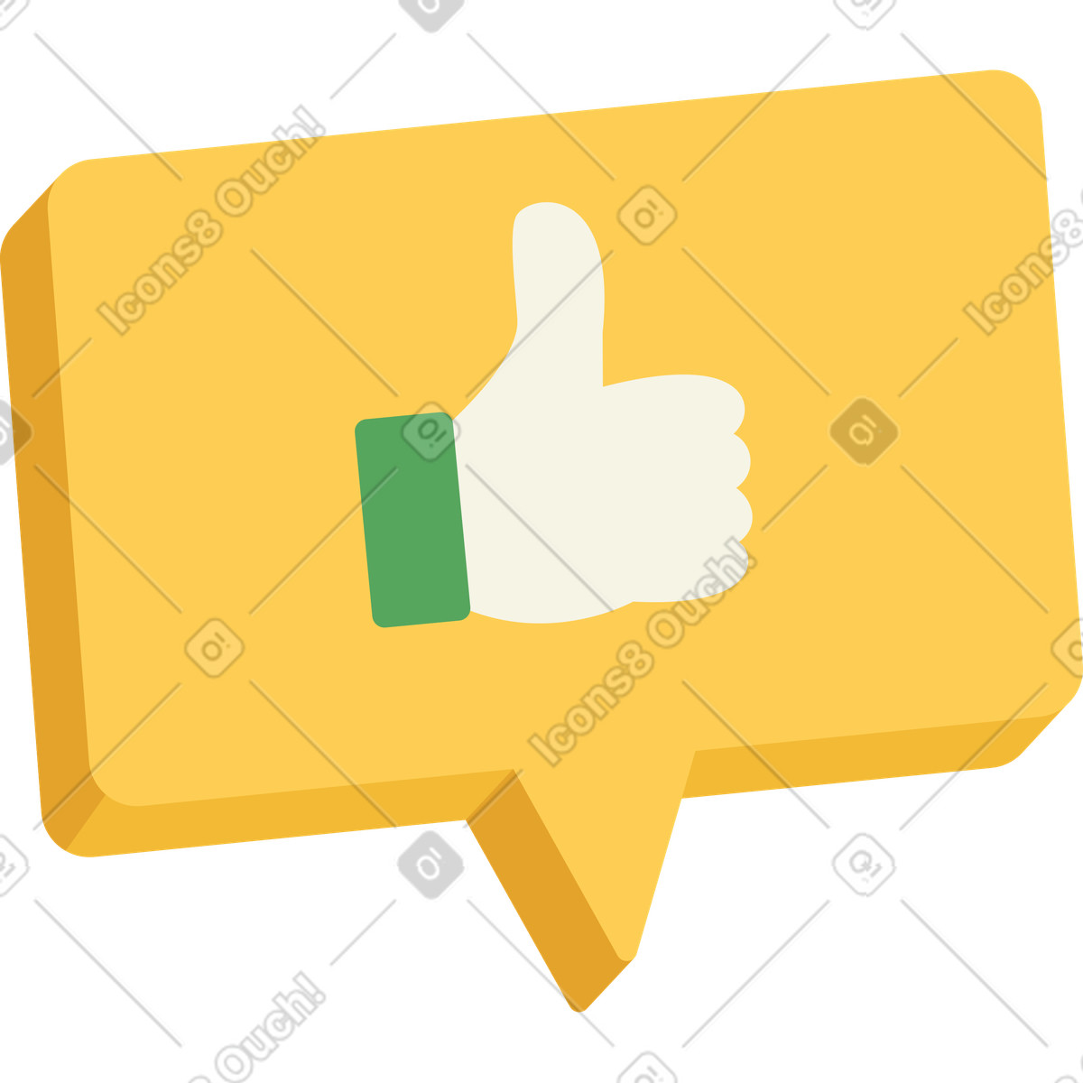 Illustration Bulle de dialogue avec le pouce levé dans style Social à télécharger aux formats PNG, SVG