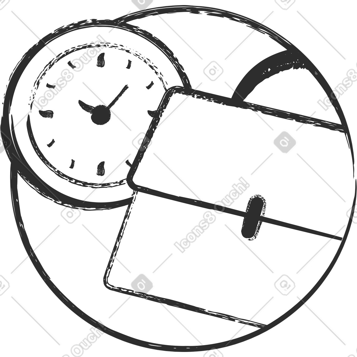 Clock and briefcase icon illustration in Graphite style download in PNG, SVG