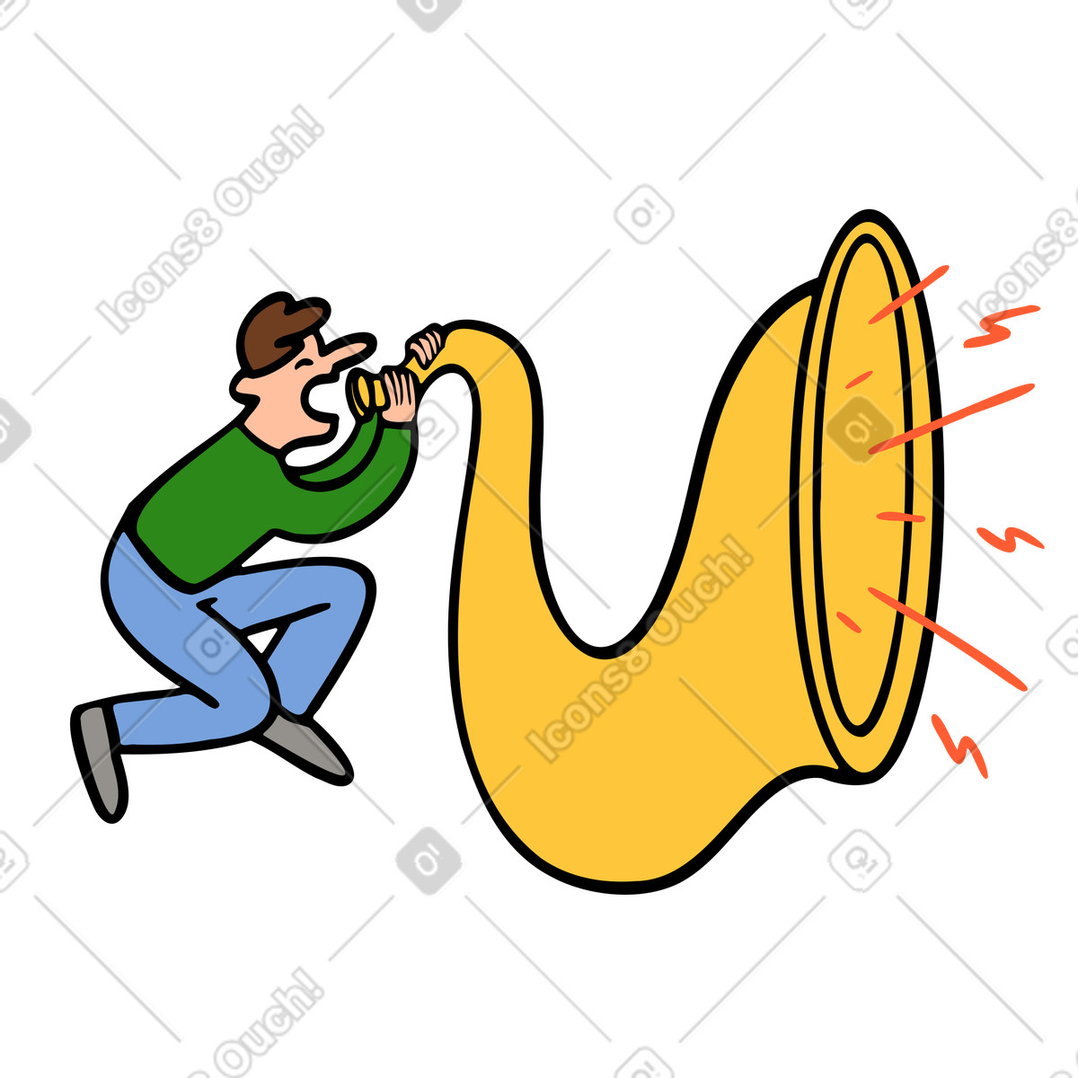 Man yelling through a horn illustration in Comic style download in PNG, SVG