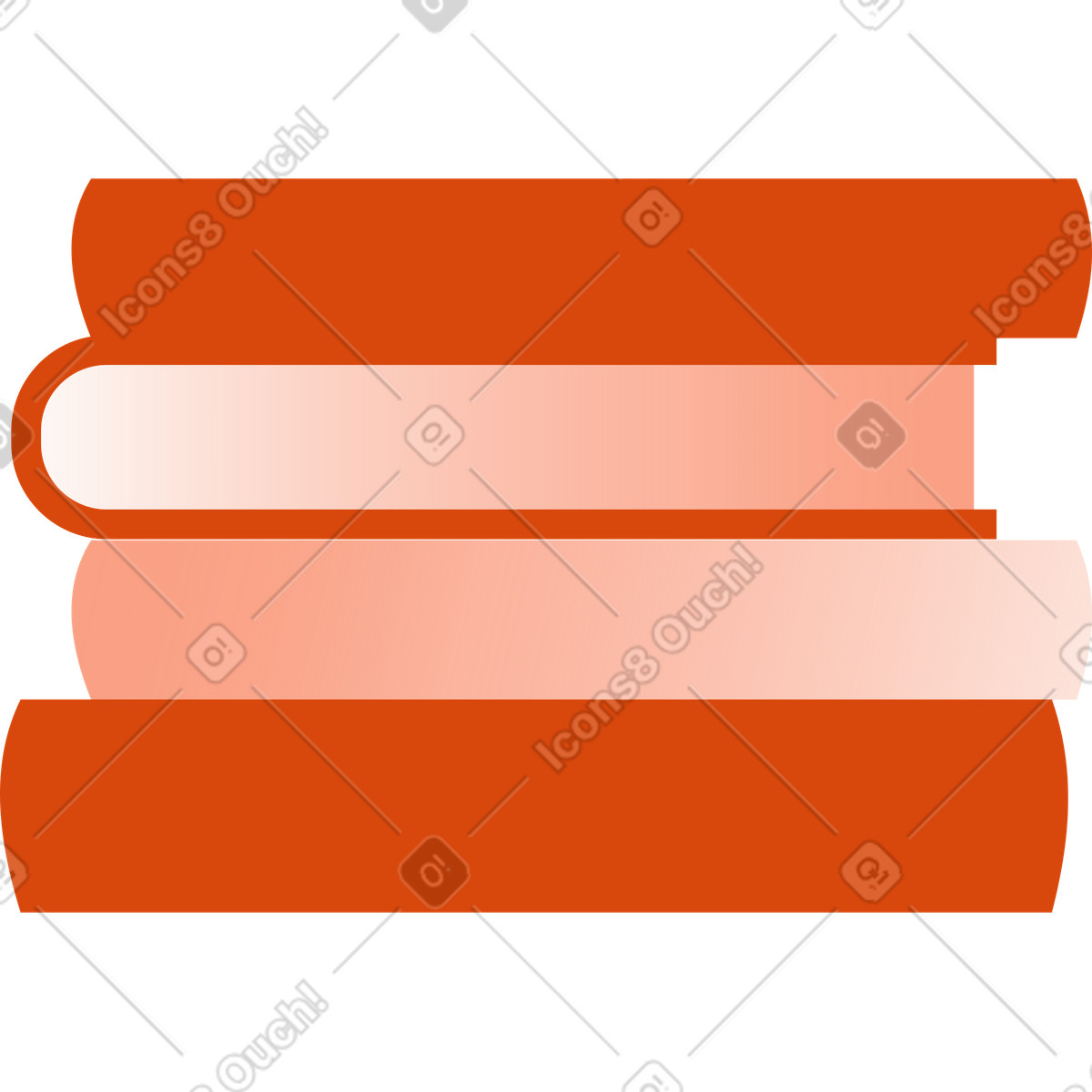 Orange スタイルの 4冊の本のスタック のイラストをPNG、SVG形式でダウンロード