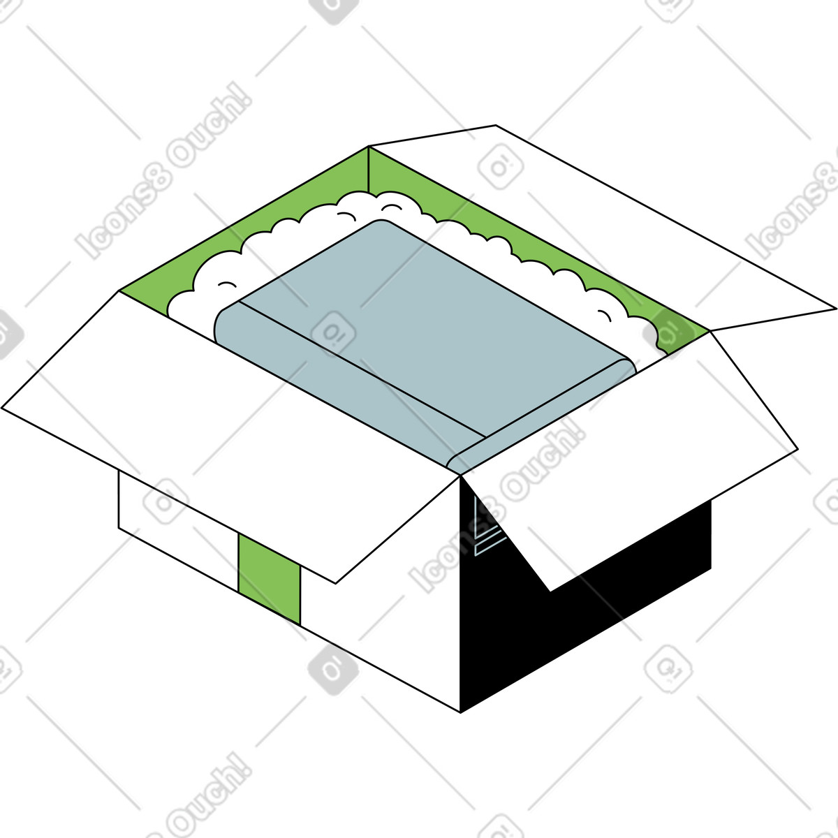 Open box illustration in Isometric style download in PNG, SVG