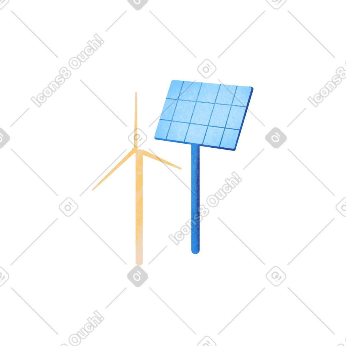 Turbina eolica e pannello solare illustrazione in stile Gleam scarica in PNG, SVG