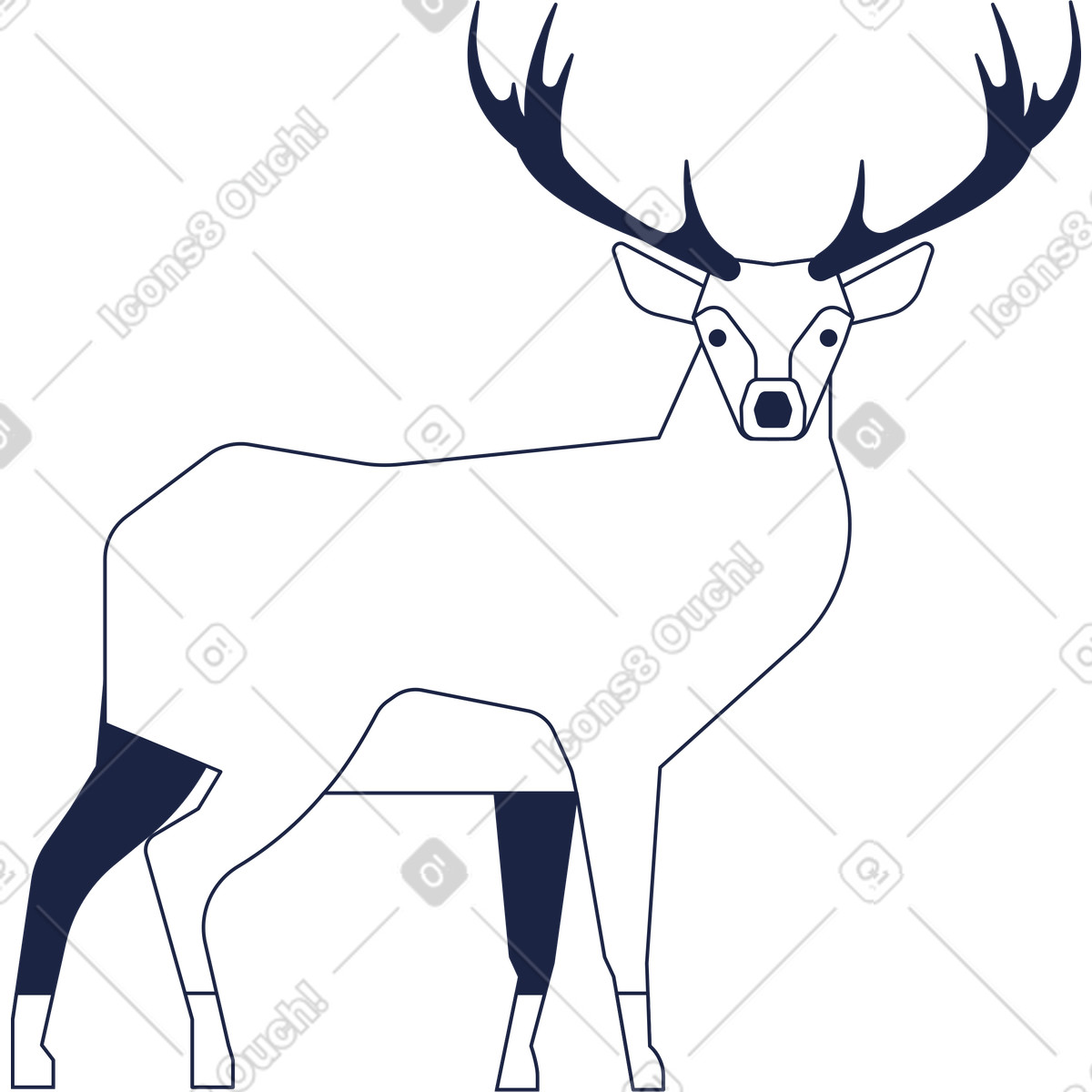 Ilustración Ciervo en estilo Urban Line a descargar en PNG y SVG