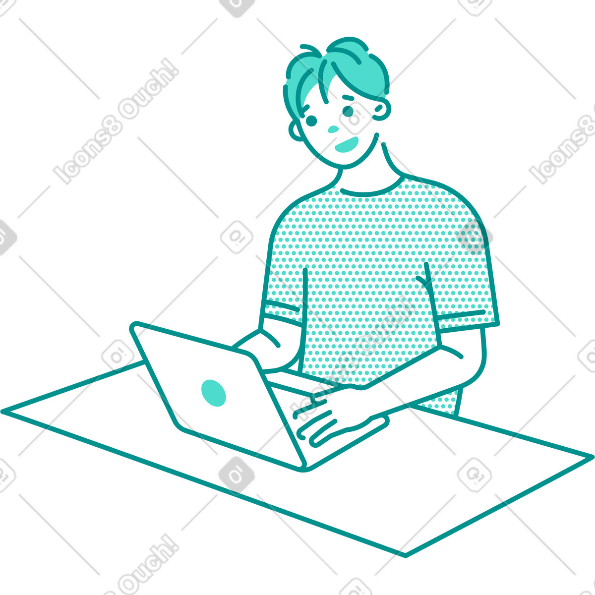 Illustration Homme avec un ordinateur portable à la table dans le style Natty télécharger aux formats PNG, SVG