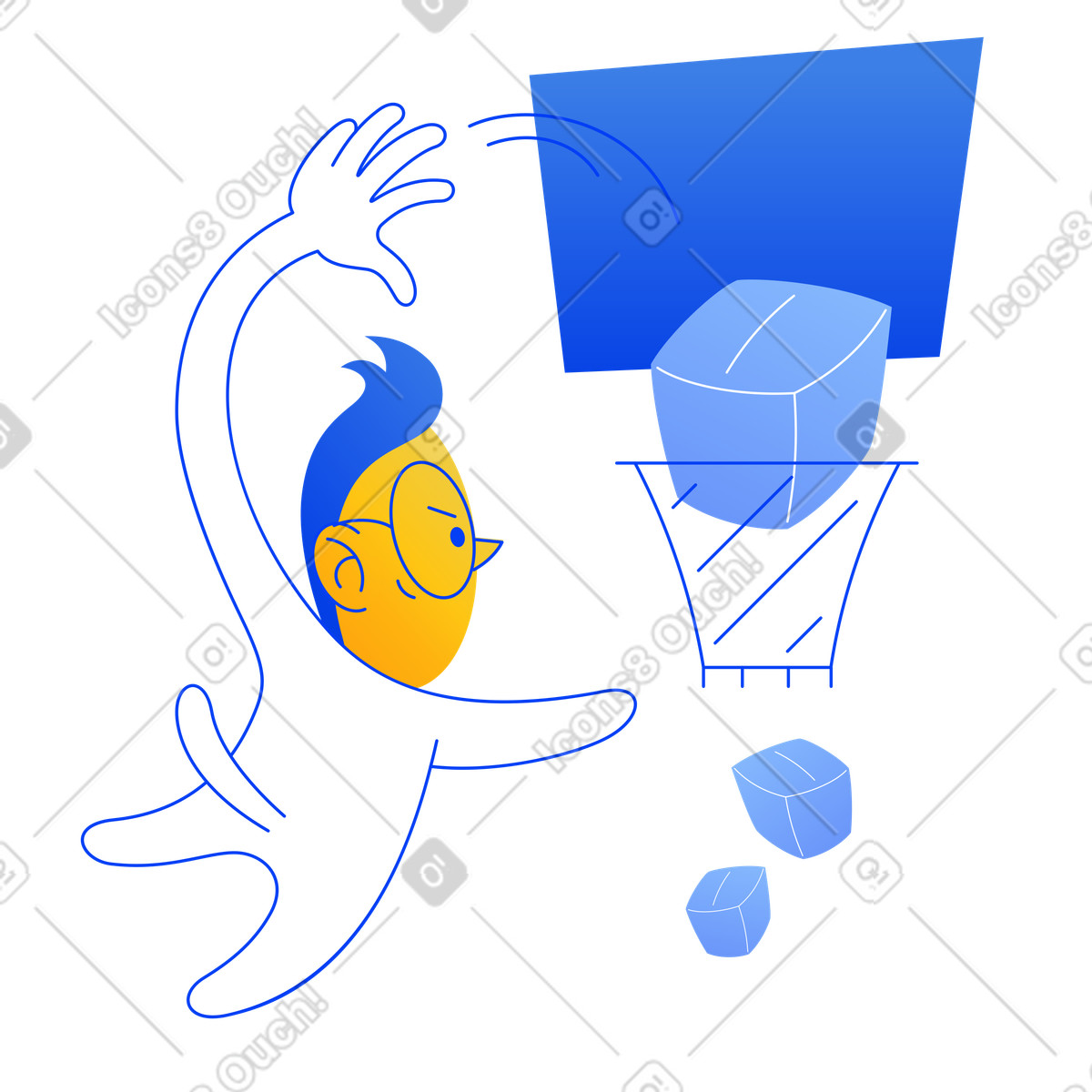 Buddy スタイルの ボックスのバスケットボール のイラストをPNG、SVG形式でダウンロード