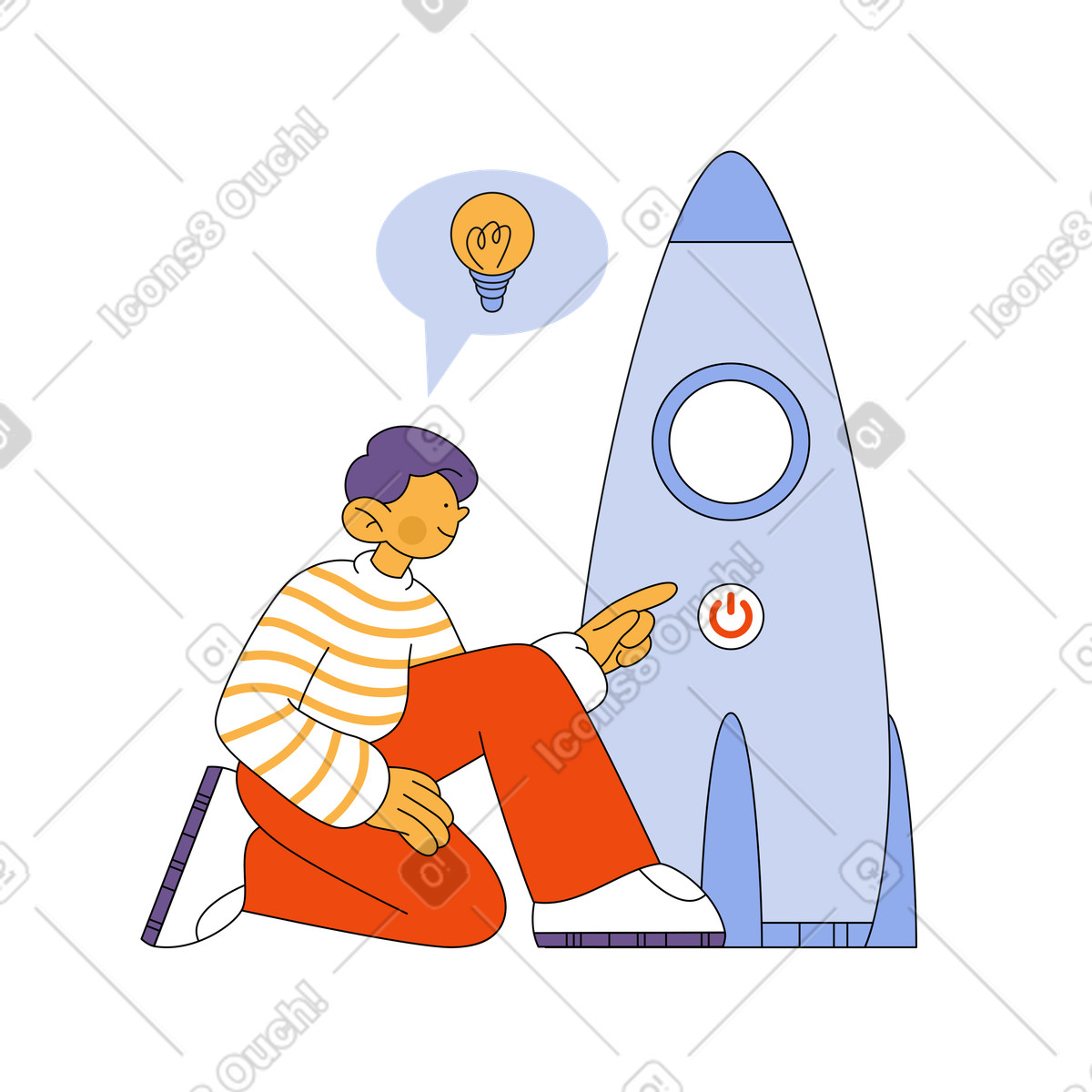 Bloom スタイルの Man launches a rocket のイラストをPNG、SVG形式でダウンロード