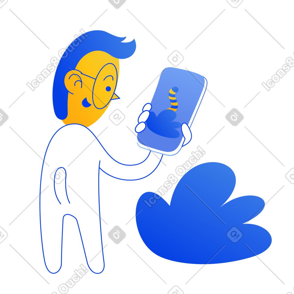 Man using augmented reality technology illustration clipart PNG graphics download