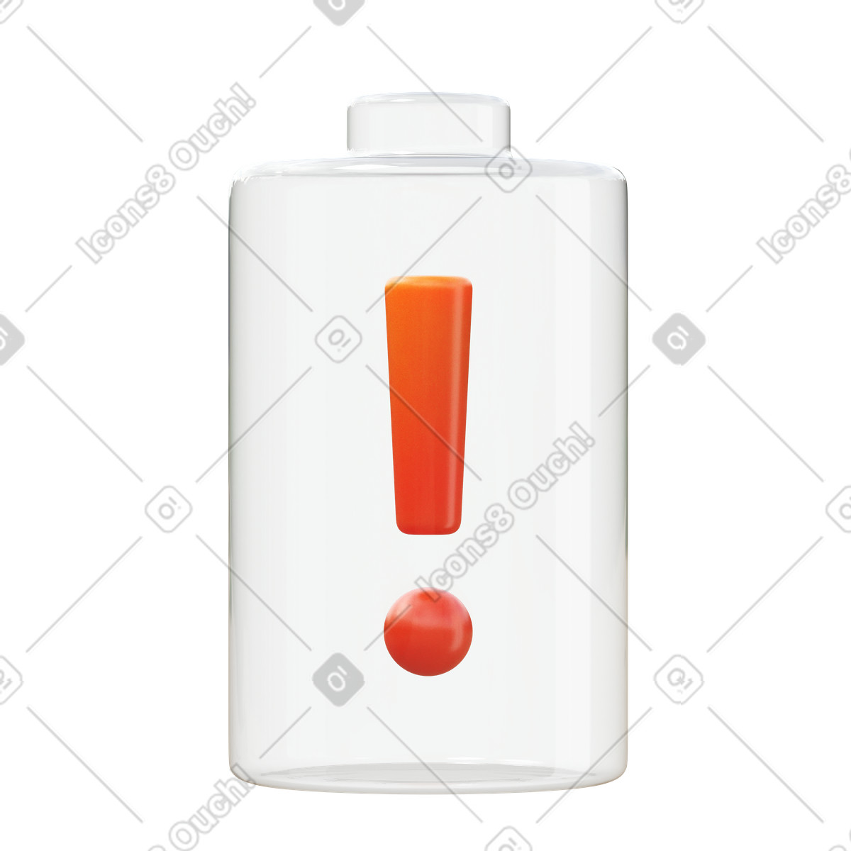 Illustration Warning battery dans le style 3D Fluency à télécharger aux formats PNG, SVG