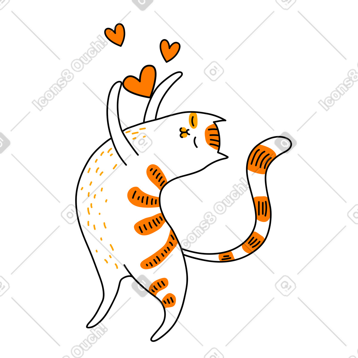 Ilustração de Gato apaixonado em no estilo Purr para baixar em PNG, SVG