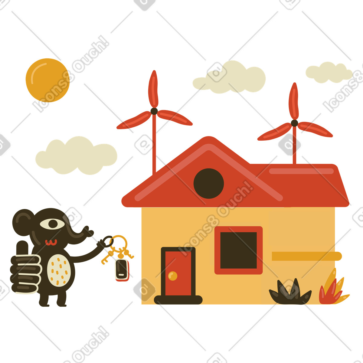 Illustration Maison intelligente dans le style Arabica à télécharger aux formats PNG, SVG