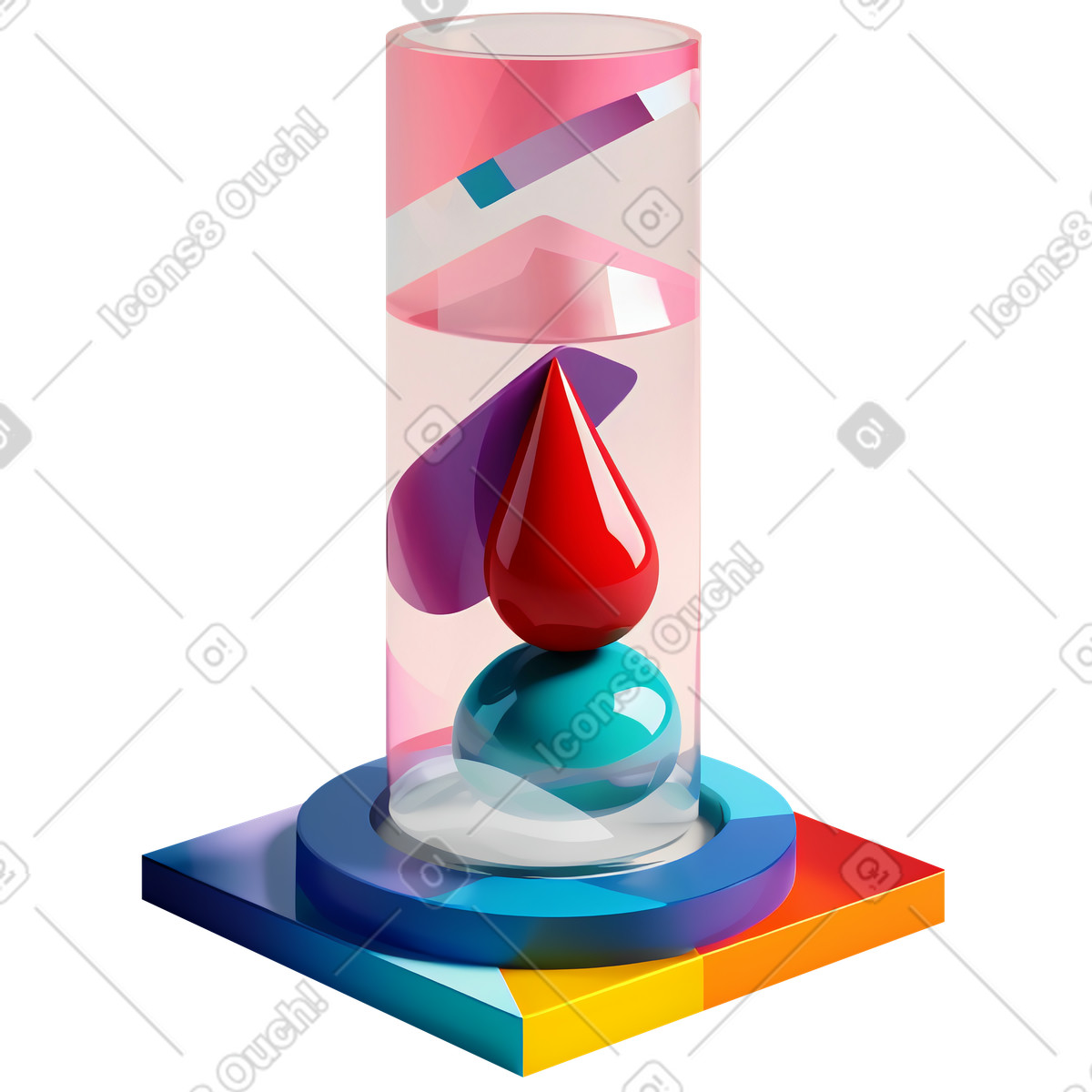 Ilustración Lámpara de lava colorida abstracta con formas en estilo 3D Construction a descargar en PNG y SVG