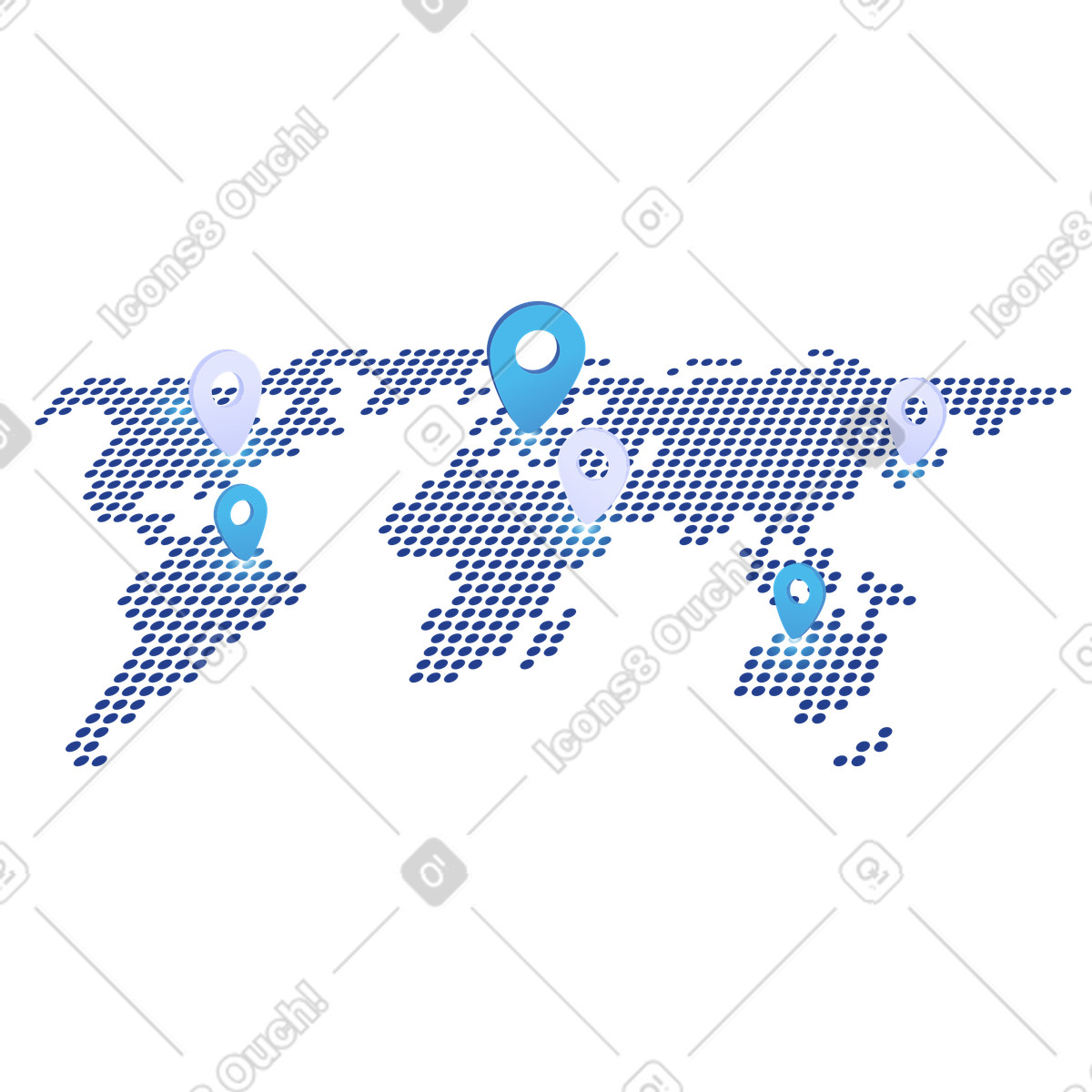Mappa mondiale digitale con puntine di posizione, affari internazionali ed espansione globale illustration in PNG, SVG