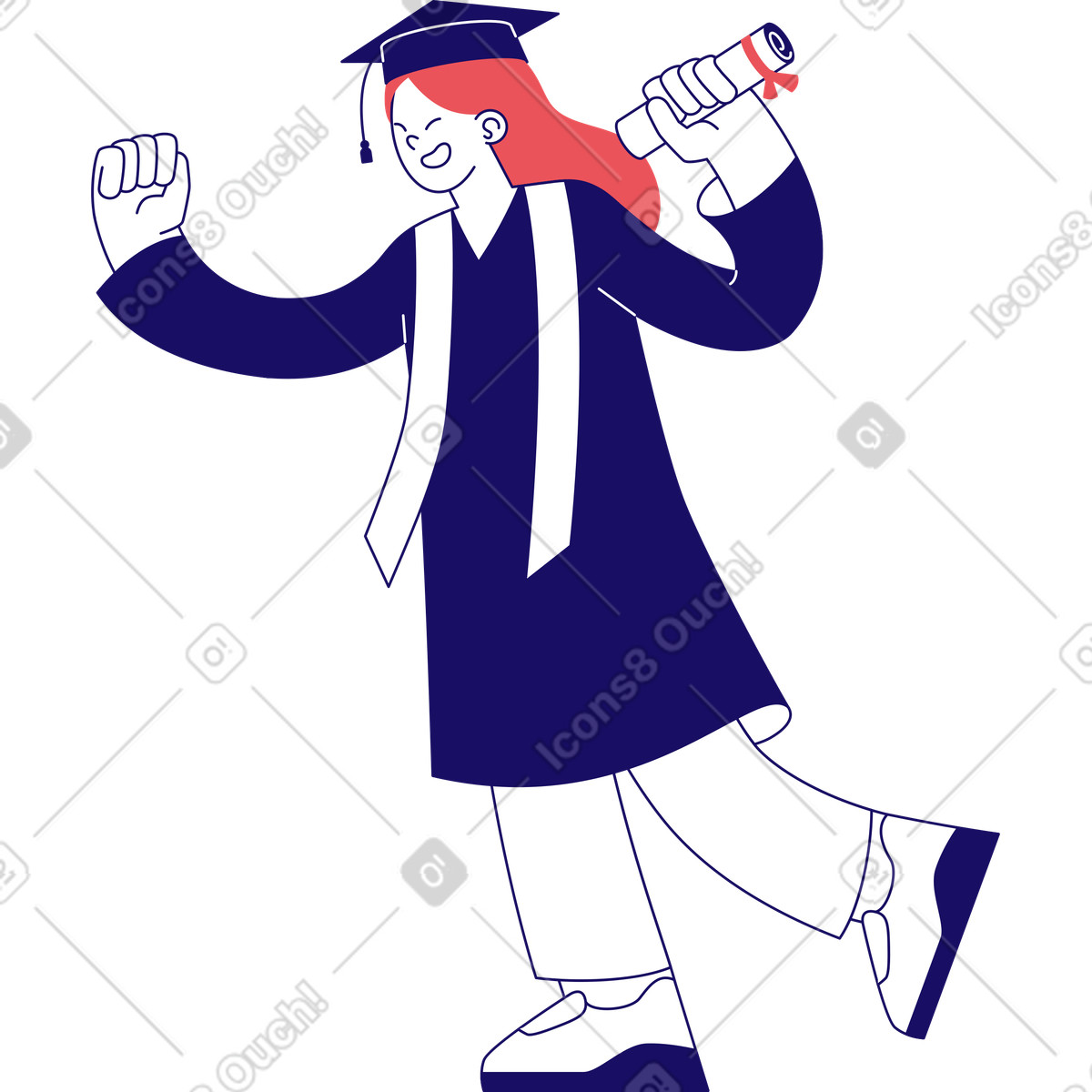 Happy graduate holding a diploma illustration featuring quality clipart graphics