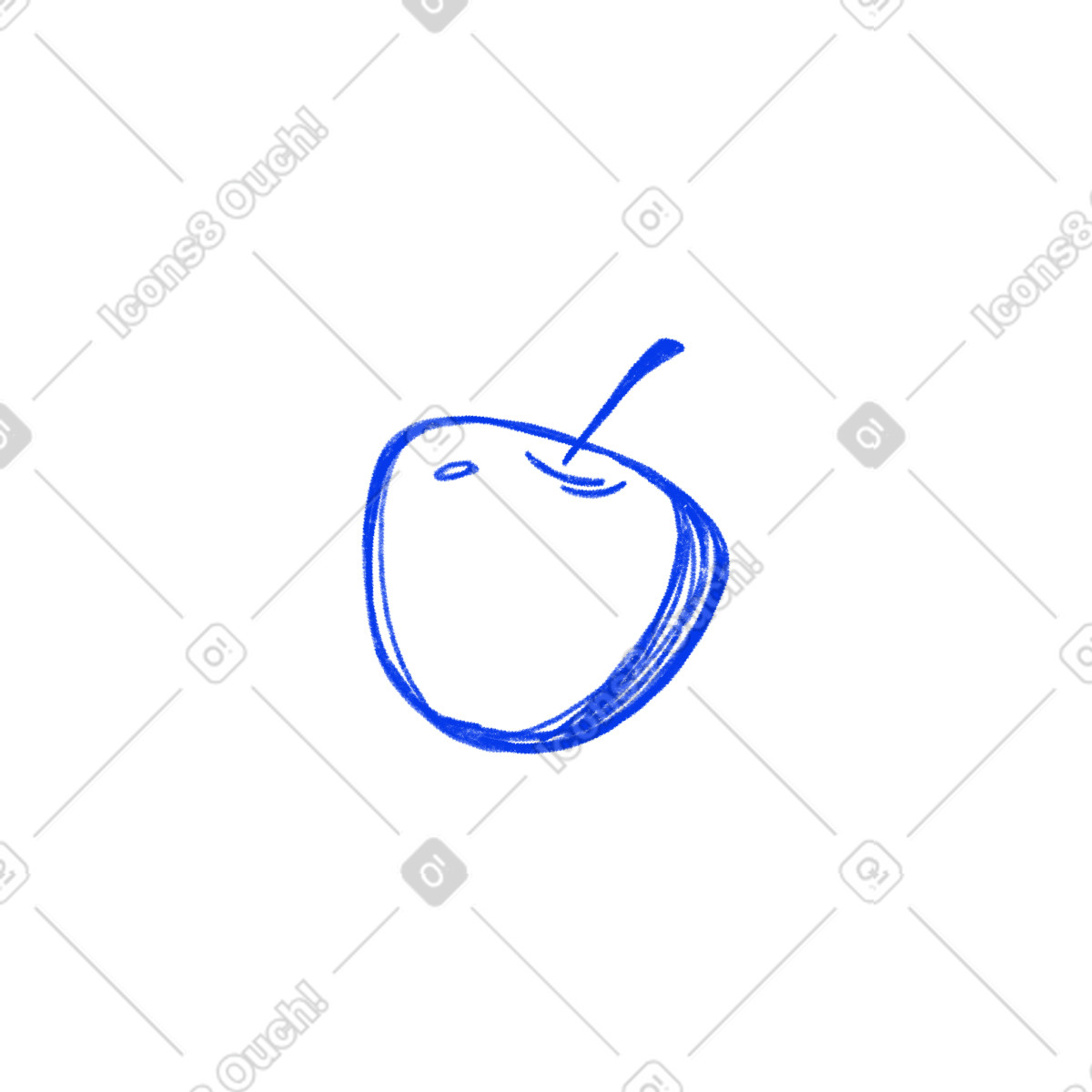 Illustration Blue linear apple dans le style Biro à télécharger aux formats PNG, SVG