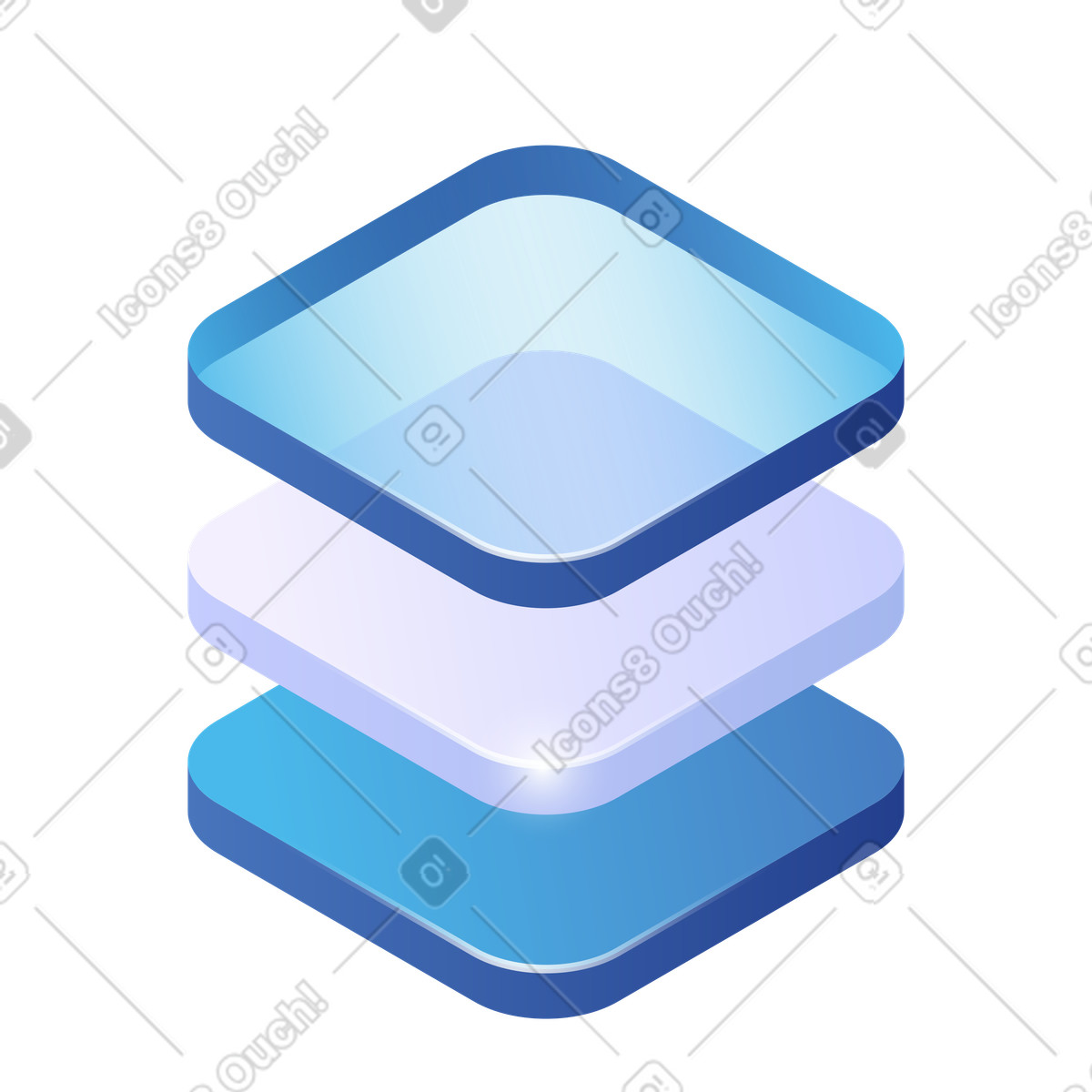 Illustration Panneaux translucides empilés, stratification des données et architecture dans le style Quantum à télécharger aux formats PNG, SVG
