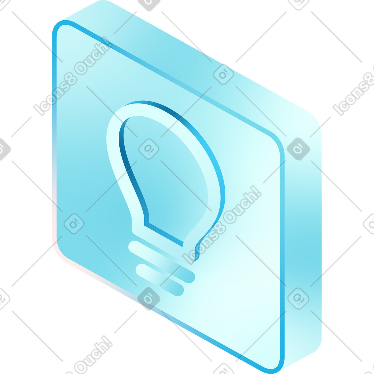 Isometric light bulb icon illustration in PNG, SVG