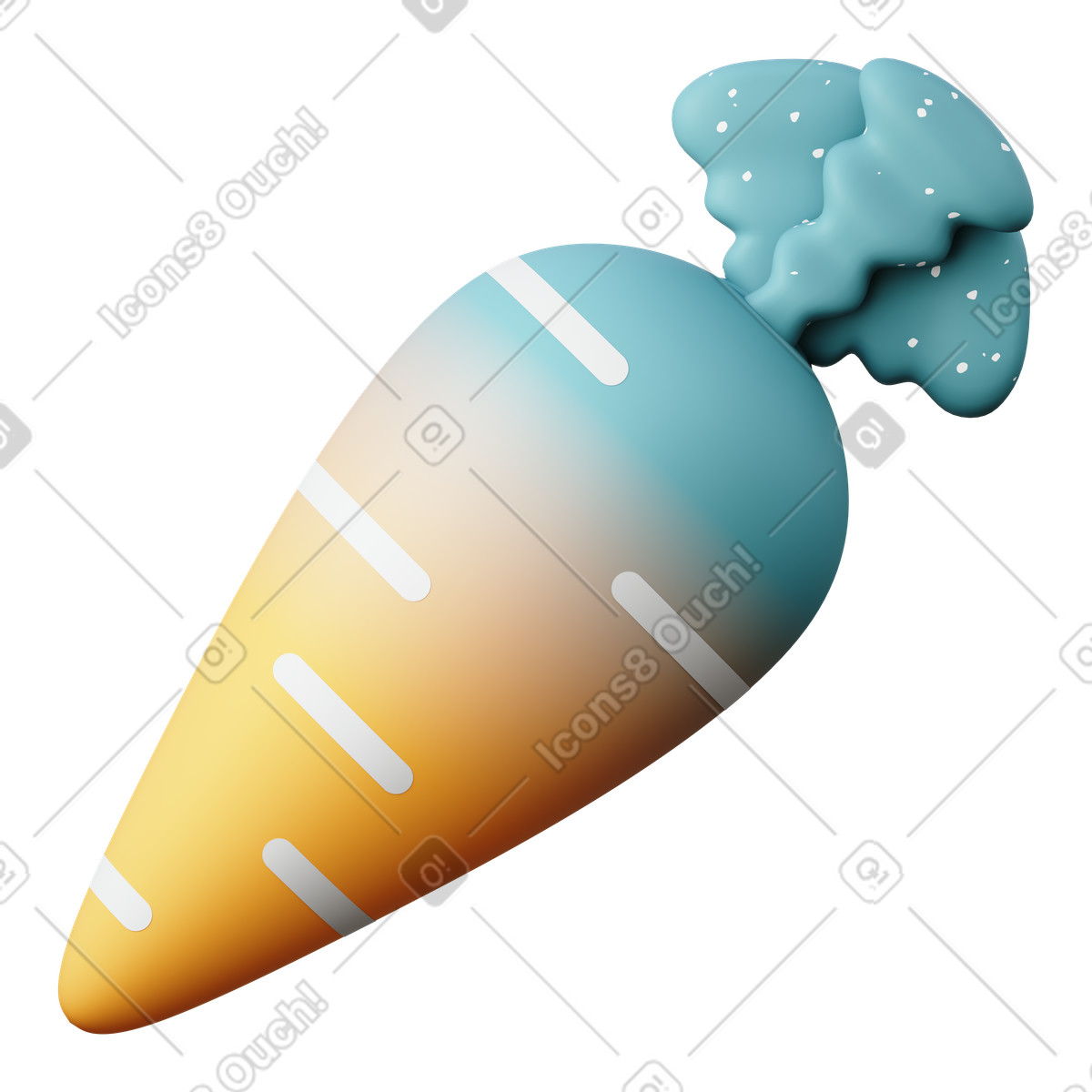 Carrot illustration in 3D Sugary style download in PNG, SVG
