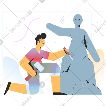 Sculptor making a statue out of stone PNG, SVG