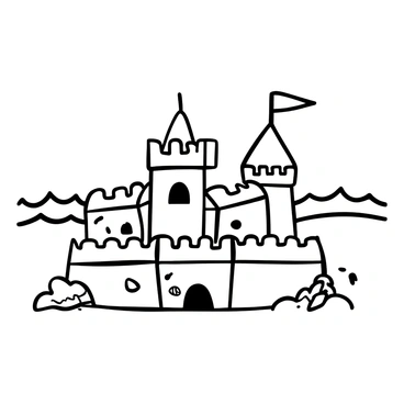 A sandcastle illustration with half of it crumbled down