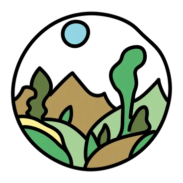 A distant alien planet landscape with unusual plants of various shapes and sizes, featuring two distinct moons in the sky above.