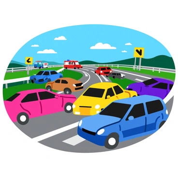 Several cars involved in a pileup on a highway during rush hour