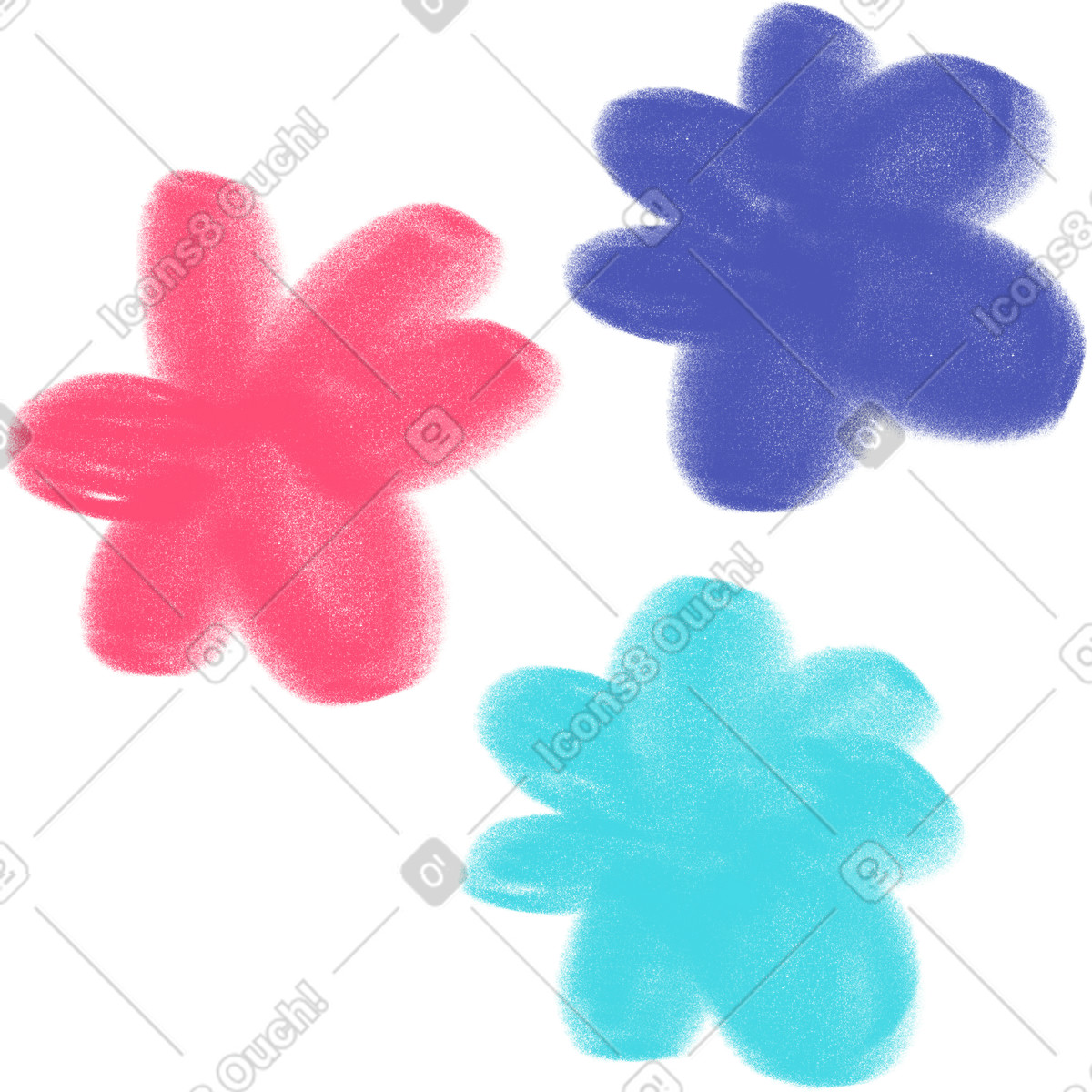 Colored flowers-Illustration im Doodle-Stil als Download in PNG, SVG