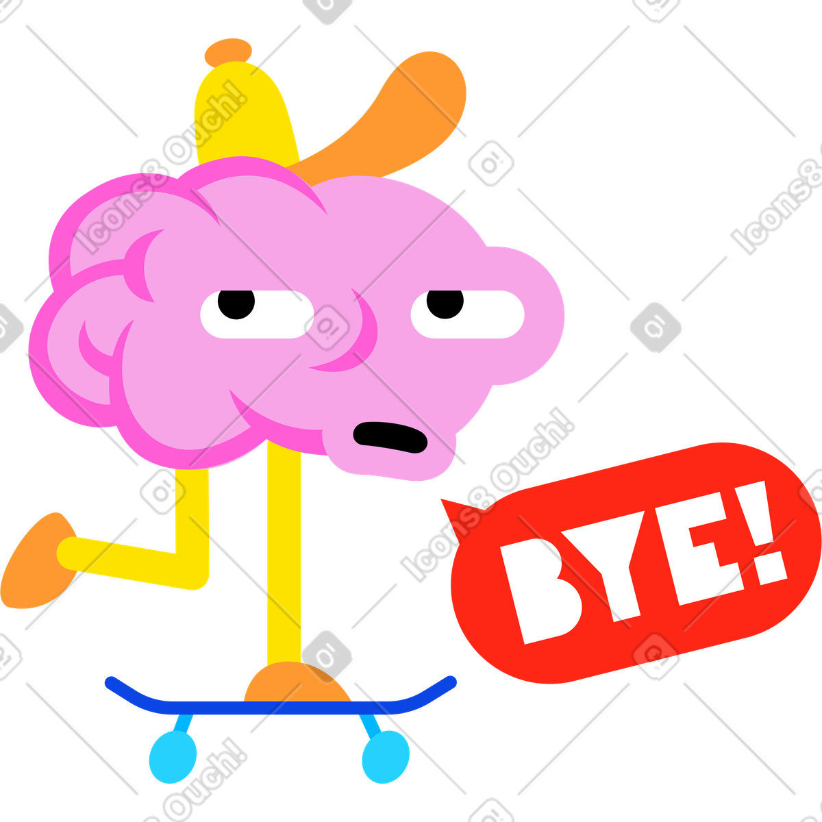 Ilustração de Lettering sticker bye brain text em no estilo para baixar em PNG, SVG