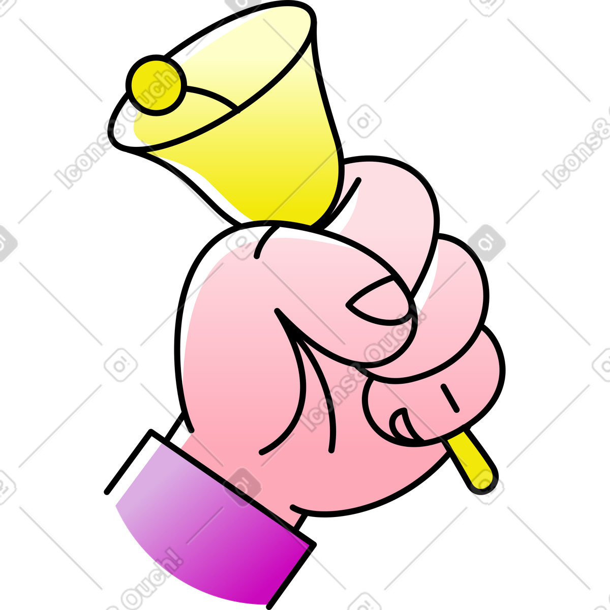 Ilustración Mano sosteniendo una campana en estilo Pocus a descargar en PNG y SVG