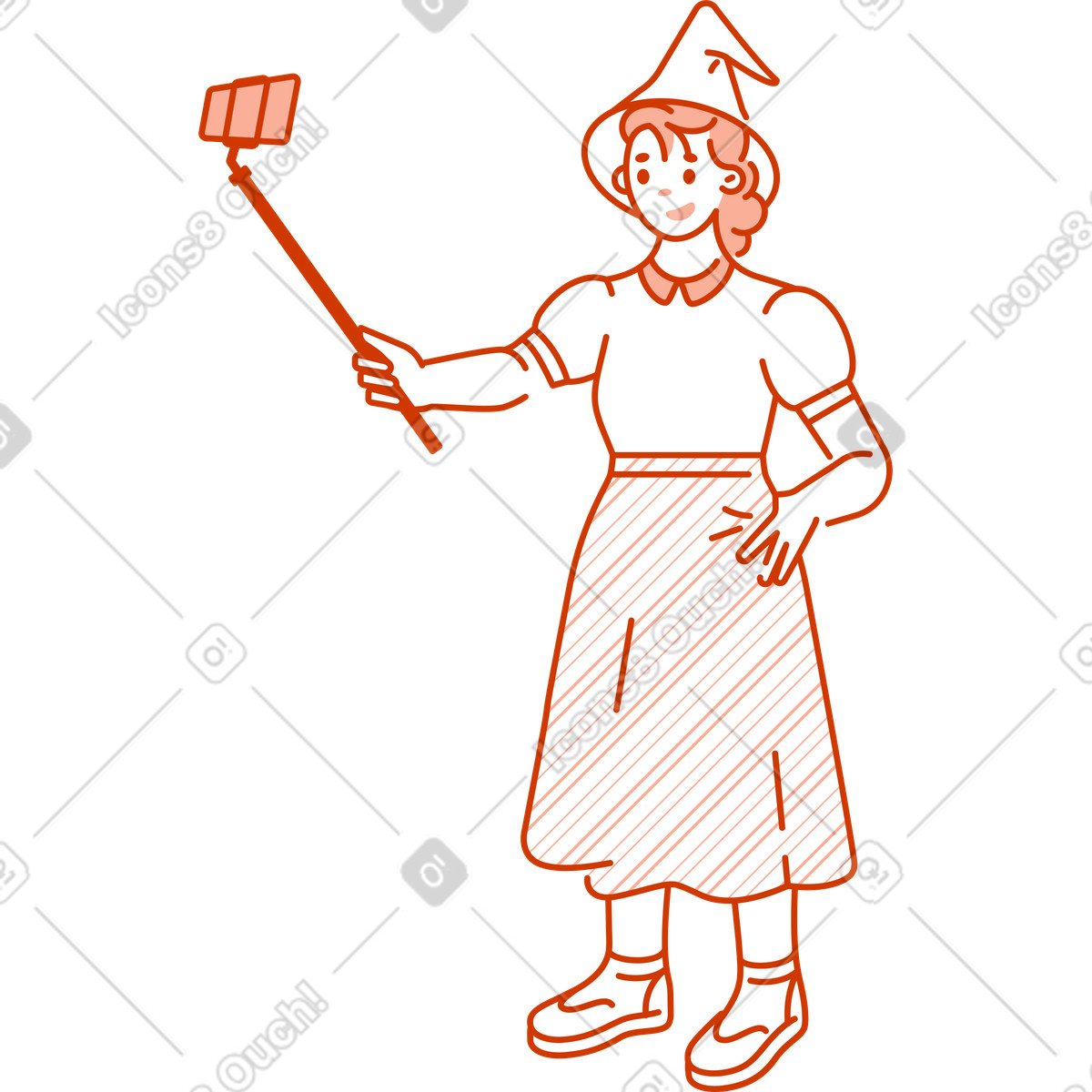 Ilustração de Mulher com chapéu bruxa telefone em no estilo Natty para baixar em PNG, SVG