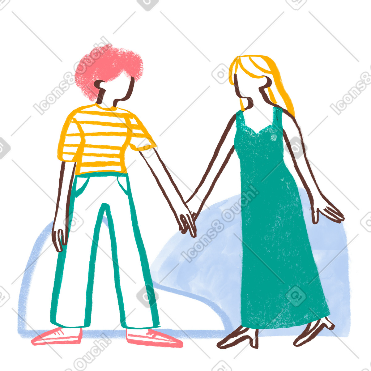 Couple holding hands, Love and care expression illustration in Company style download in PNG, SVG