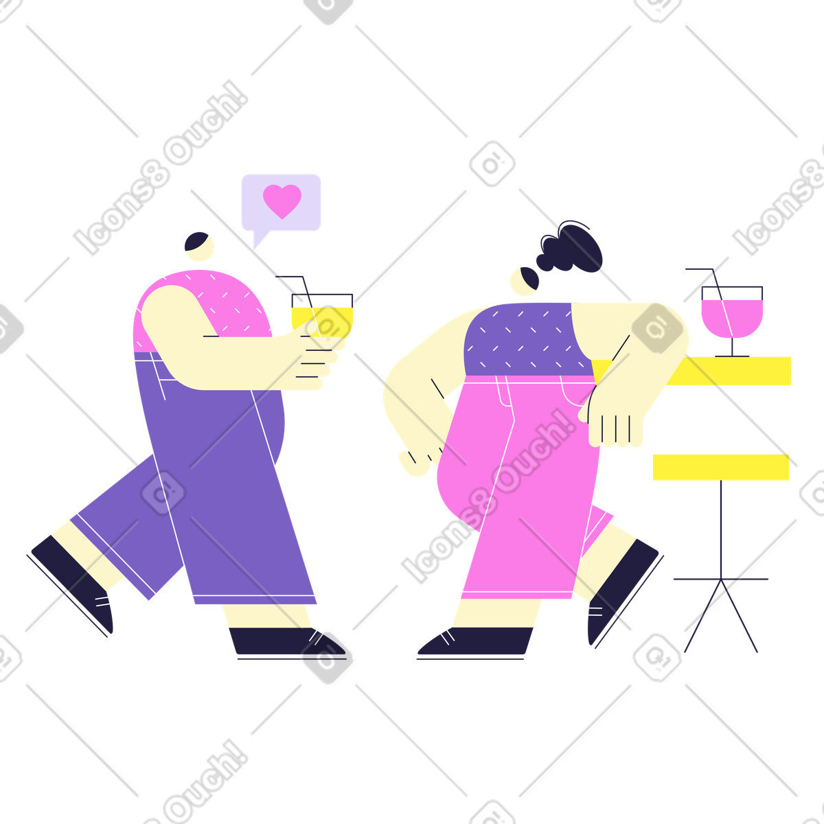 Ilustración Cita en el bar estilo Mellow a descargar PNG y SVG