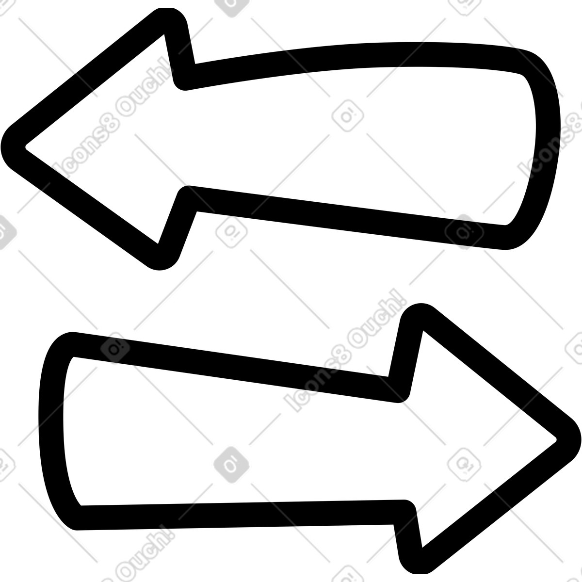 Two arrows in different directions illustration Twirl style download PNG, SVG