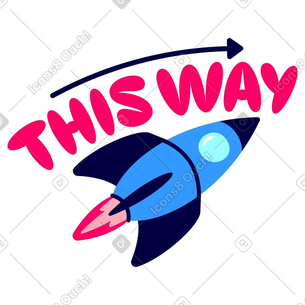 Lettering sticker this way animated illustration in Rondy Stickers style download in GIF, Lottie (JSON), AE