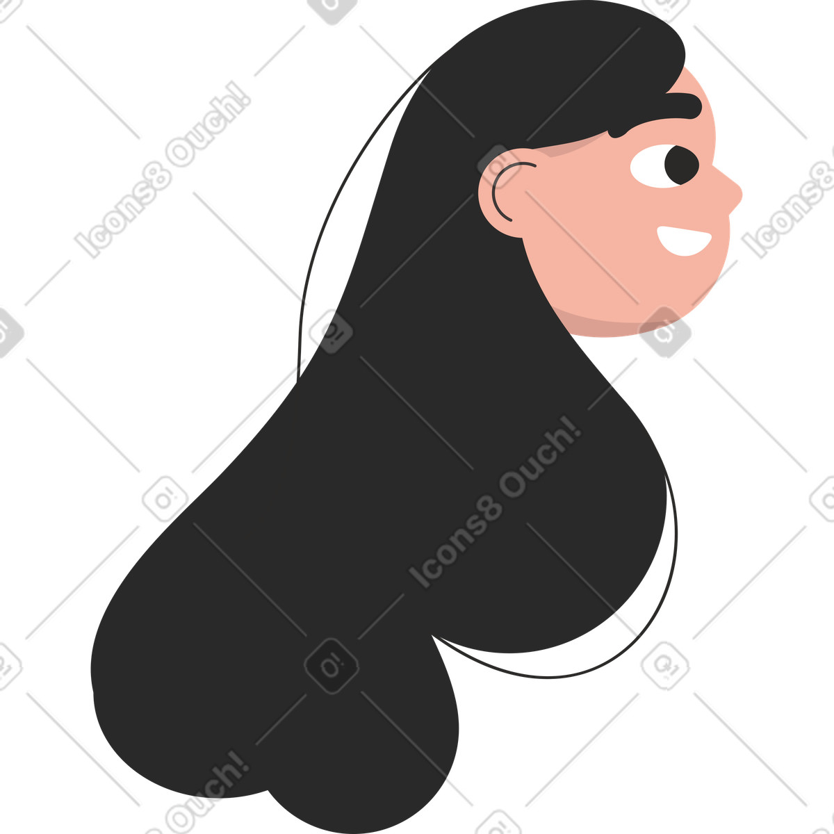 Illustration Chef fille avec sourire et cheveux longs dans le style Dizzy à télécharger aux formats PNG, SVG