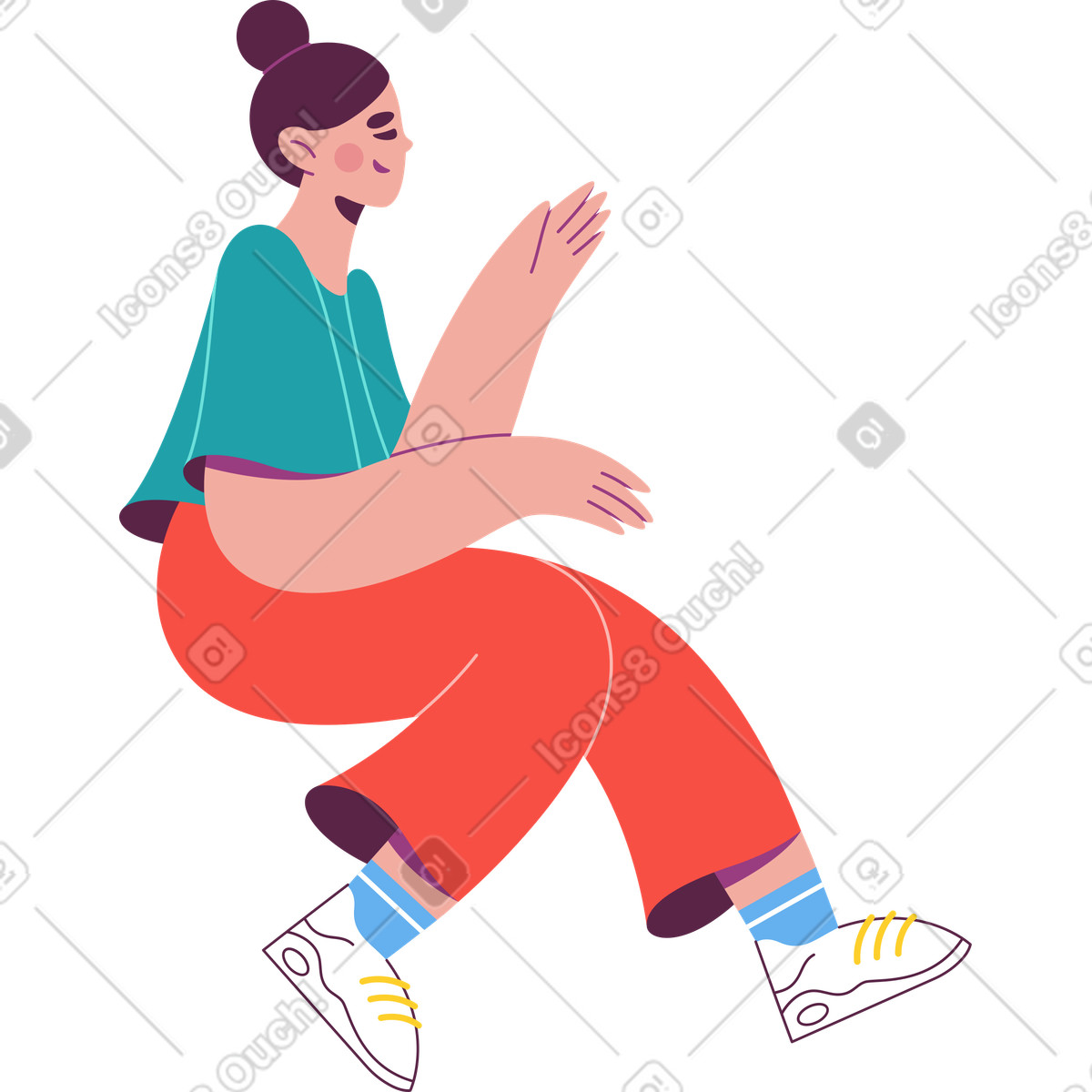 下载 Sammy 风格的 头上有发髻的女孩 插画，支持 PNG、SVG 格式