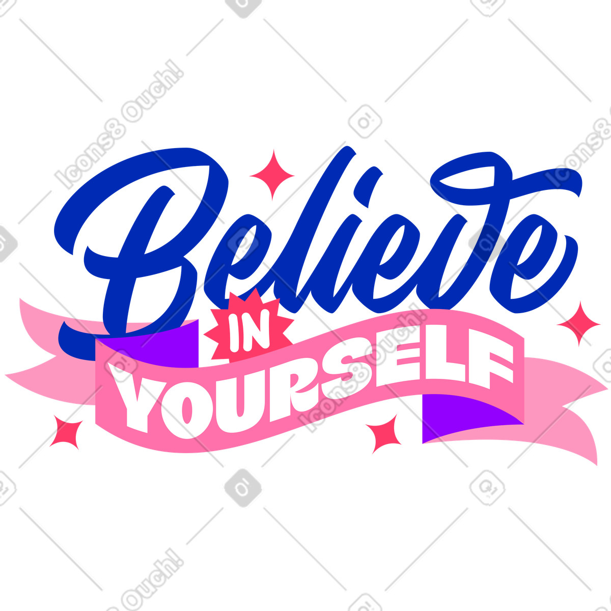 Ilustración Las letras creen en ti mismo con texto de estrellas estilo Lettering a descargar PNG y SVG