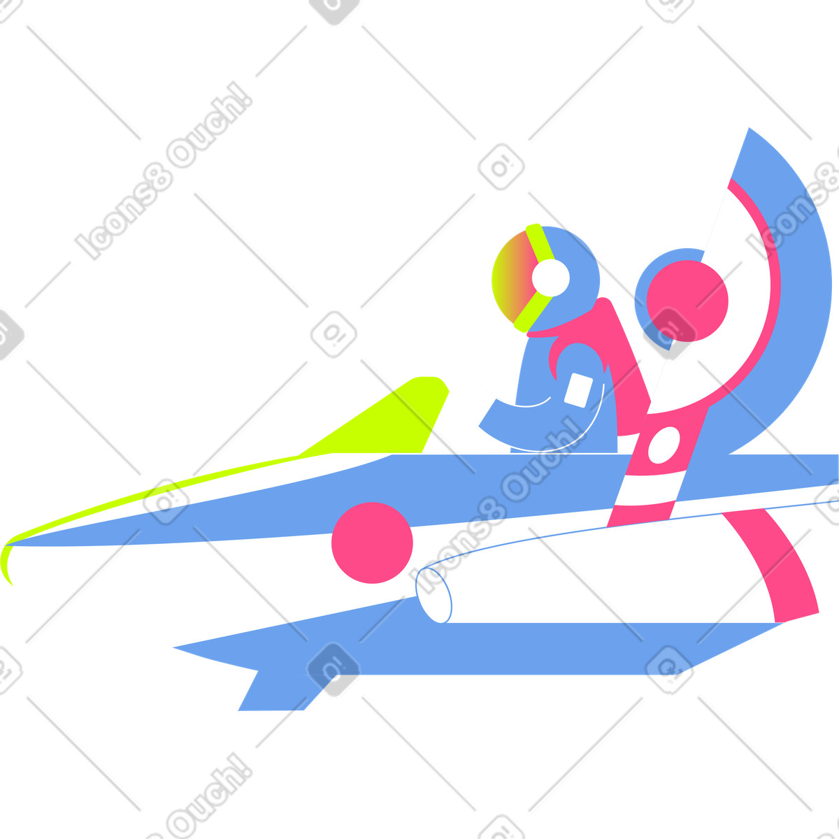 下载 Space 风格的 宇航员在飞机上 插画，支持 PNG、SVG 格式