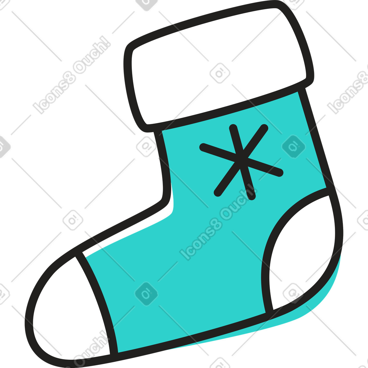 Christmas sock illustration in Little style download in PNG, SVG