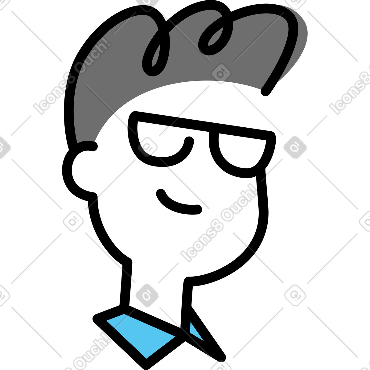 Successful man head with glasses illustration in Mochi style download in PNG, SVG